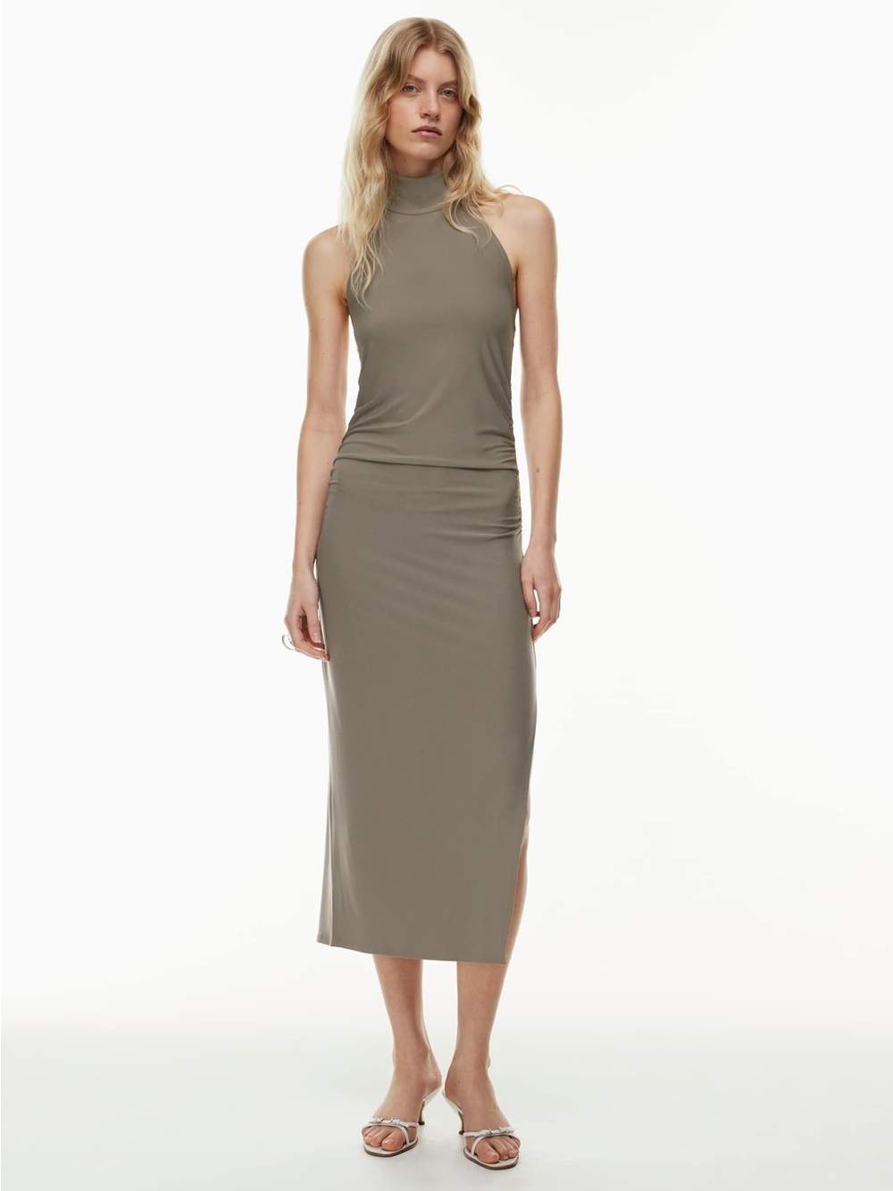 Aritzia Smooth Matter Dress in Green/Taupe